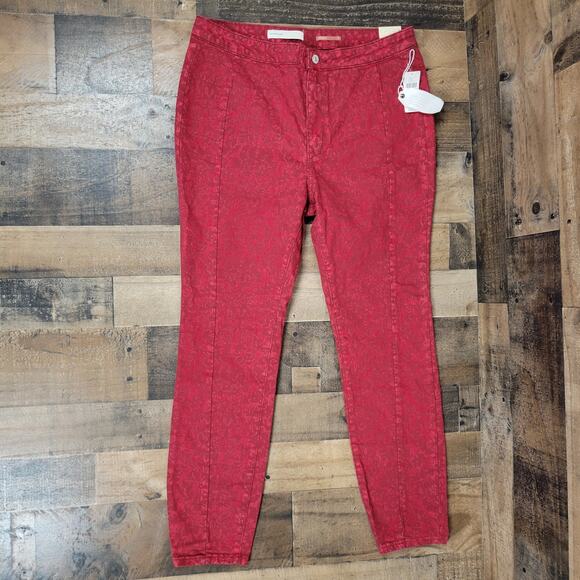 NWT Anthropologie‎ Pilcro Pants Womens 32 High Rise Denim Legging Raspberry Red - Picture 1 of 14